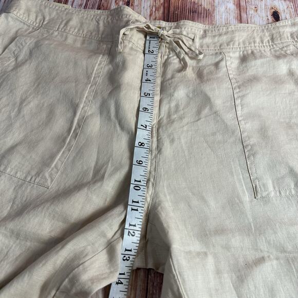 NEW Roxie B 100% Linen Size X Large Tan Crop Capri High Rise Casual Pants 37x22 - Picture 6 of 12